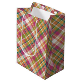 Sjofele Chic Roze Oranje Teal Groen Wit Gingham Medium Cadeauzakje