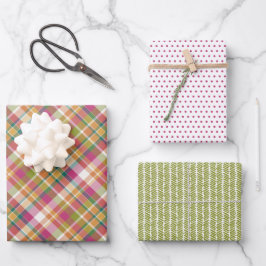 Sjofele Chic Roze Oranje Teal Groen Witte Gingham Inpakpapier Vel
