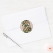 Sjofele Chic Roze Roos Wijnstok Ranken Bloemen Ele Ronde Sticker (Envelop)