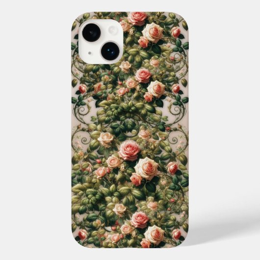 Sjofele Chic Roze Rozen Wingerdranken Bloemrozen Case-Mate iPhone Case (Achterkant)