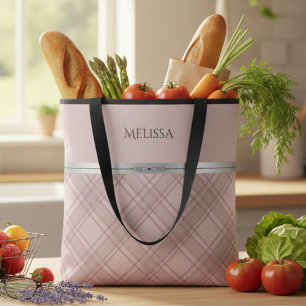 Sjofele Chic Roze Vintage Schotse Ruit Patroon Vro Tote Bag