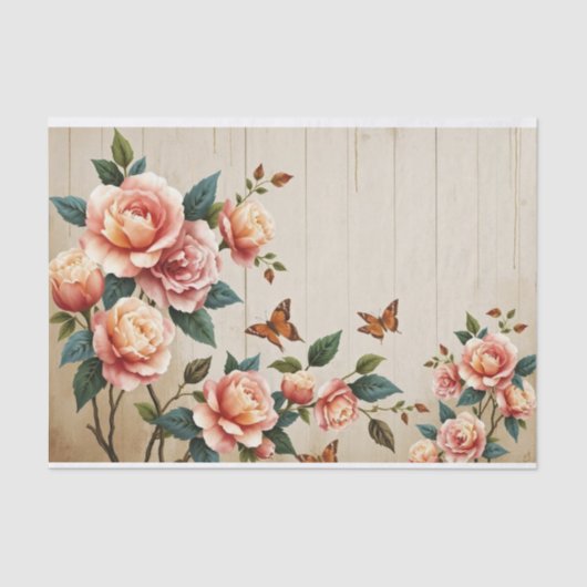 Sjofele Chic Rozen Kunst Schilderij Tissuepapier (Voorkant)