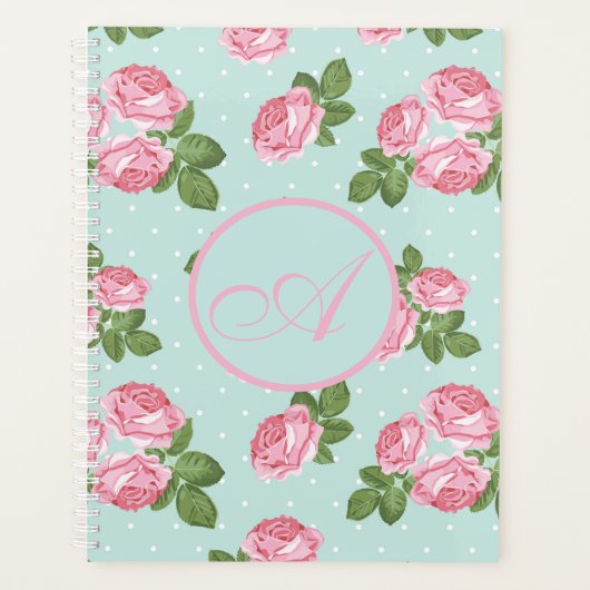 Sjofele Chic Rozen Retro Trendy Teal Planner (Voorkant)