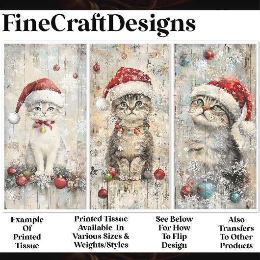 Sjofele Chic Schattige Kerstkatten Kittens AM5 Déc Tissuepapier