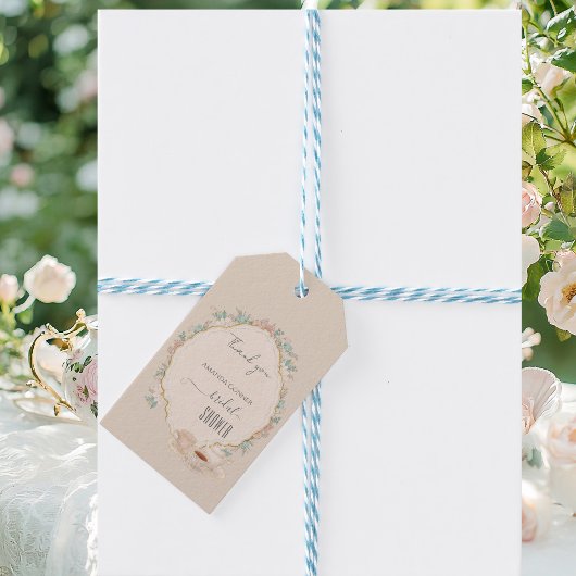Sjofele chic theepartij bruidsdouche cadeaulabel