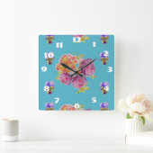 Sjofele chic turquoise rozen roos kunst dames kame vierkante klok (Huis)