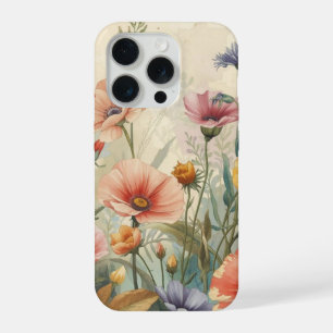 Sjofele chic vintage antieke klaprozen cottagecore iPhone 15 pro case