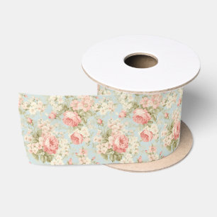 Sjofele Chic Vintage Bloemrijke Victoriaanse Roze Satijnen Lint