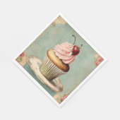 Sjofele Chic Vintage Franse Landelijke Roze Cupcak Servet (Hoek)