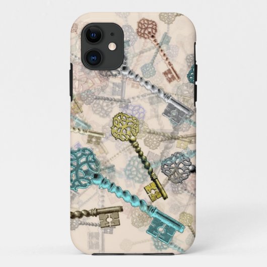 Sjofele chic vintage sleutels print, subtiele, ble Case-Mate iPhone case (Achterkant)