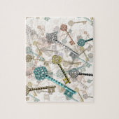 Sjofele chic vintage sleutels print, subtiele, ble legpuzzel (Verticaal)