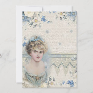 Sjofele Chic Vintage Victoriaanse Dame met Bloemen Bedankkaart