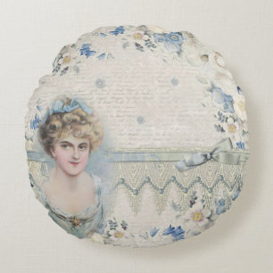 Sjofele Chic Vintage Victoriaanse Dame met Bloemen Rond Kussen