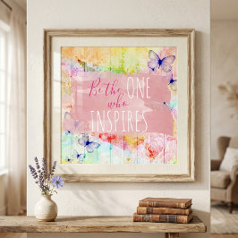 Sjofele Chic Vlinders & Rozen op Schuurhouten Spre Poster