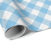 Sjofele Chic Witte Cyaan Hemelblauwe Gingham Cadeaupapier (Rol Hoek)