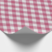 Sjofele Chic Witte Donkerroze Gingham Cadeaupapier (Hoek)