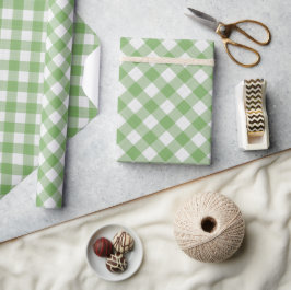 Sjofele Chic Witte Licht Appelgroene Gingham Cadeaupapier