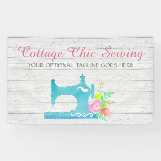 Sjofele Cottage Chic Naaimachine Rustiek Hout Spandoek (Horizontaal)