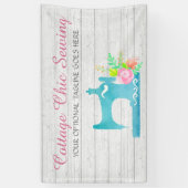 Sjofele Cottage Chic Naaimachine Rustiek Hout Spandoek (Verticaal)