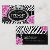 Sjofele Elegante Rozen op Gestreepte Visitekaartje (Voorkant / Achterkant)