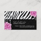 Sjofele Elegante Rozen op Gestreepte Visitekaartje (Achterkant)