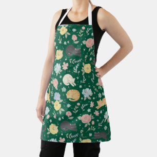 Sjofele Kat en Pastelkleurig Bloempatroon Schort