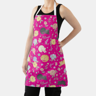 Sjofele Kat en Pastelkleurig Bloempatroon Schort