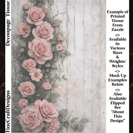 Sjofele Klimmende Bleek Roze Rozen FD9L Decoupage Tissuepapier