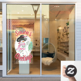 Sjofele roze artistieke sneeuwman-ruitstickers raamsticker