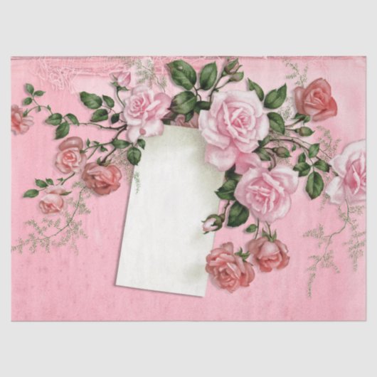 Sjofele Roze Bloem Serie Ontwerp 10 Tissuepapier (Voorkant)