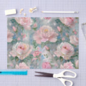 Sjofele Roze Chic Bloemige Vintage Tissuepapier (Craft)