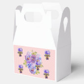 Sjofele roze driekleurig viooltje bloem theekrans bedankdoosjes (Geopend)