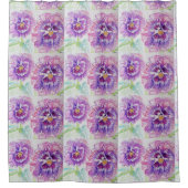 Sjofele roze driekleurige viooltjes bloemen bloems douchegordijn (Voorkant)