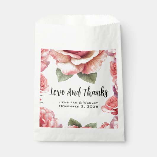 Sjofele Roze Roos Bedankzakje (Voorkant)