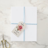 Sjofele Roze Roos Cadeaulabel (Met Touw)