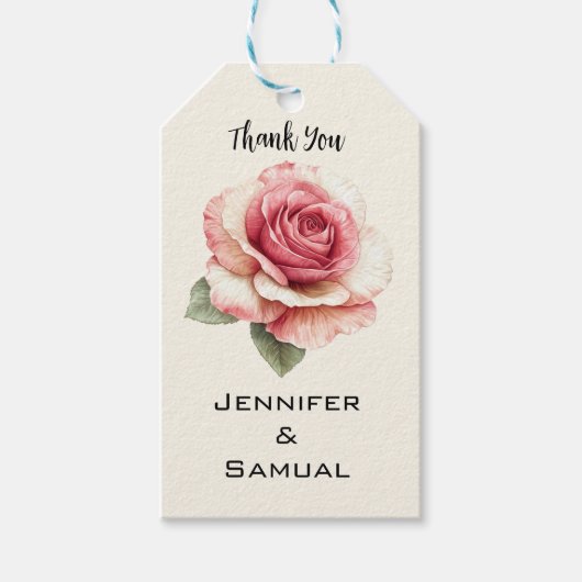 Sjofele Roze Roos Cadeaulabel (Voorkant)