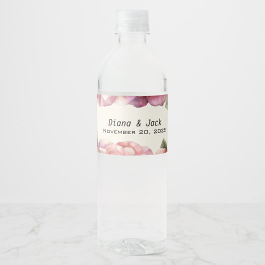 Sjofele Roze Roos Waterfles Etiket (Voorkant)
