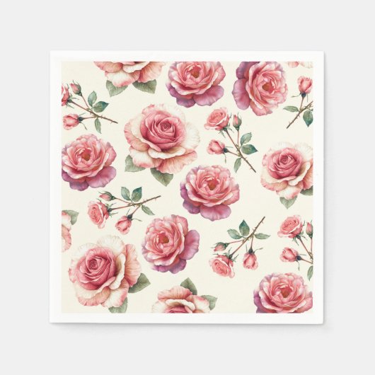 Sjofele Roze Rozen Voor Altijd Servet (Voorkant)