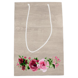 Sjofele Rozen Bruiloft op Rustieke Houten Ondergro Medium Cadeauzakje