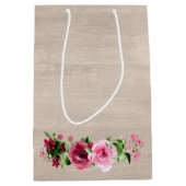 Sjofele Rozen Op Houten Bruiloft Medium Cadeauzakje (Voorkant)