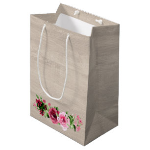 Sjofele Rozen Op Houten Bruiloft Medium Cadeauzakje