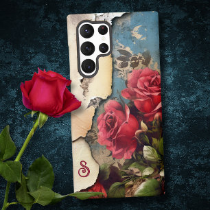 Sjofele rozen op versleten gescheurd papier met mo samsung galaxy hoesje