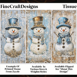 Sjofele Sneeuwmannen Blauw Goud EL8L Decoupage Tissuepapier