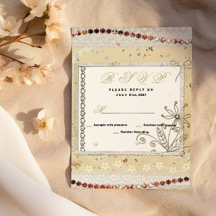 Sjofele vintage pastel bloemsluiers RSVP Kaart