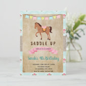 Sjofele western paard feest uitnodiging (Staand voorkant)