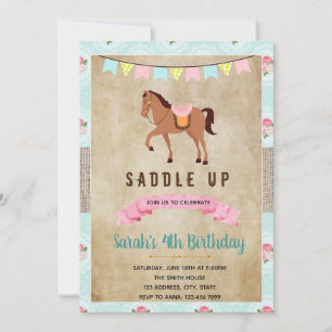 Sjofele western paard feest uitnodiging