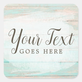 Sjofere Cottage Chic Turquoise Rustieke Afbladdere Vierkante Sticker