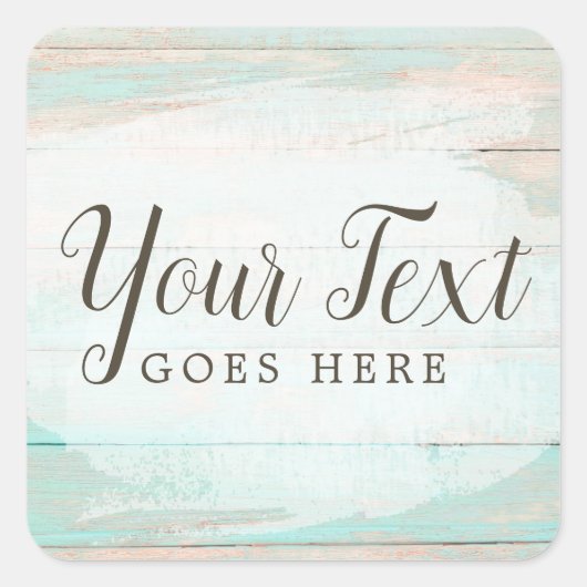 Sjofere Cottage Chic Turquoise Rustieke Afbladdere Vierkante Sticker (Voorkant)