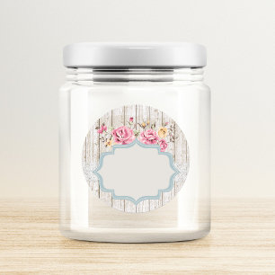 Sjofte Chic Bloemig Landelijk Hout & Kanten Schrij Ronde Sticker