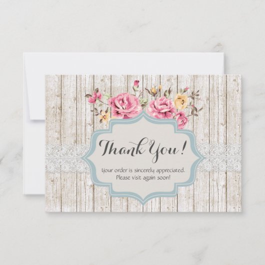 Sjofte Chic Bloemig Landelijk Hout Retro Bedankt (Voorkant)